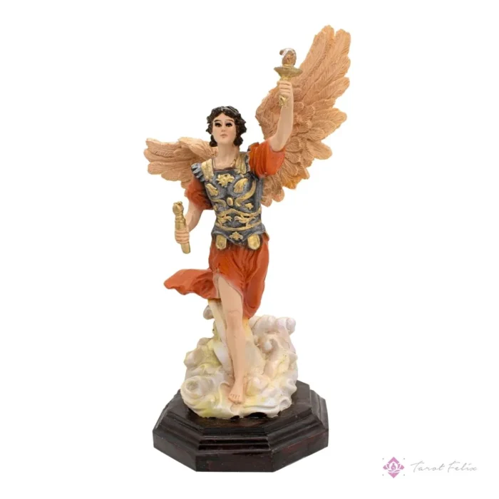 Arcángel San Uriel Escultura 33cm con Ojo de Vidrio - Arte Religioso Único