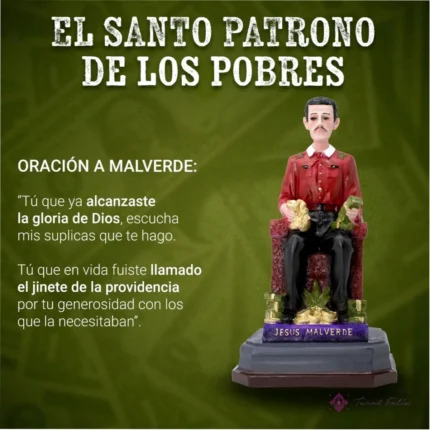 Estatua Jesús Malverde 30 cm en Trono de Oro - Figura Curada y Bendecida