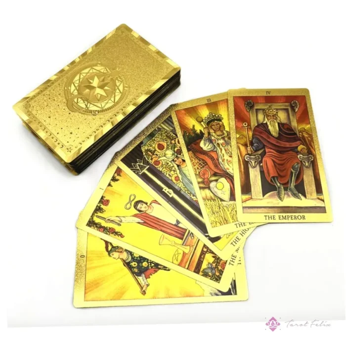 Tarot Rider Waite Dorado Premium: 78 Láminas Lujosas de PVC