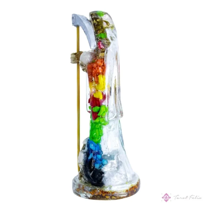 Estatua Santa Muerte Transparente 15cm con Libro - Protección y Espiritualidad