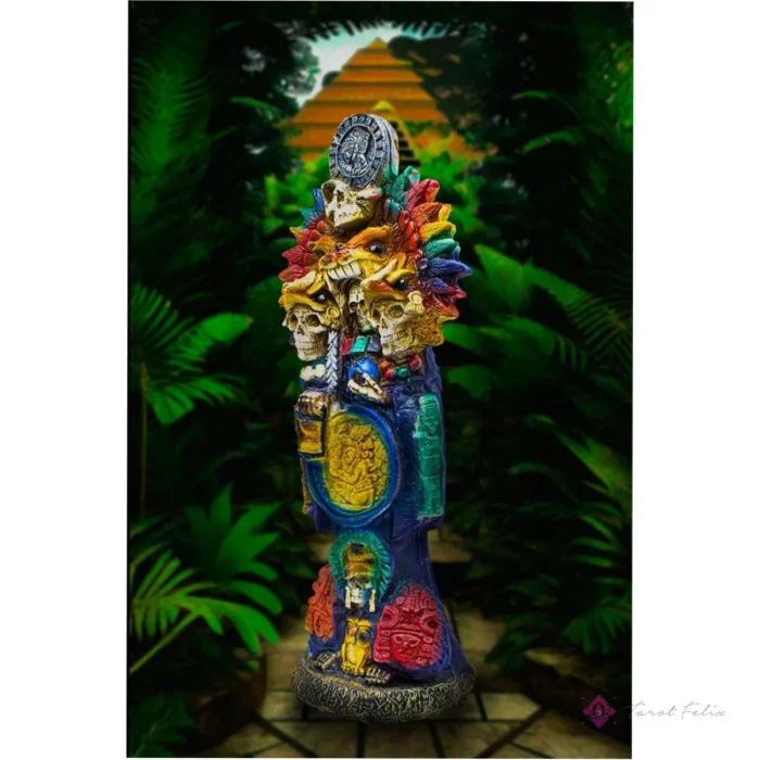 Estatua Santa Muerte Azteca Jaguar 3 Muertes 30cm + Biblia - Protección Espiritual