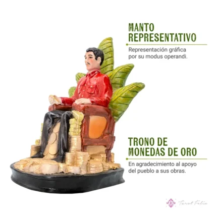 Estatua Jesús Malverde 30cm Roja: Santo Patrono Curado + Libro Exclusivo