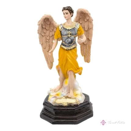 Escultura Arcángel Sealtiel 33cm con Ojo de Vidrio - Decoración y Colección Religiosa de Alta Calidad