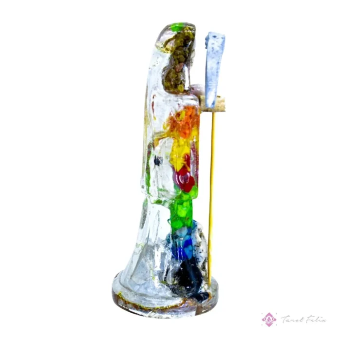 Estatua Santa Muerte Transparente 15cm con Libro - Protección y Espiritualidad