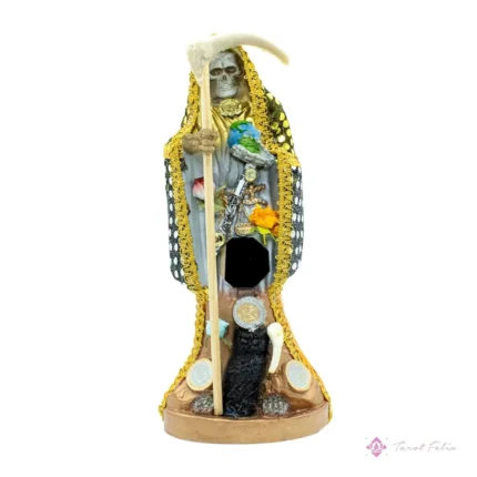 Santa Muerte 3 Metales Vestida 24cm con Libro - Protección y Amuletos