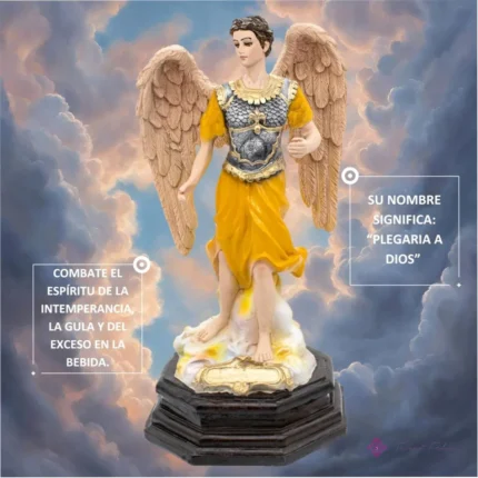 Escultura Arcángel Sealtiel 33cm con Ojo de Vidrio - Decoración y Colección Religiosa de Alta Calidad