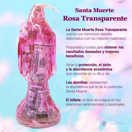 Estatua Santa Muerte Rosa 30cm para Amor - Incluye Biblia y Rituales