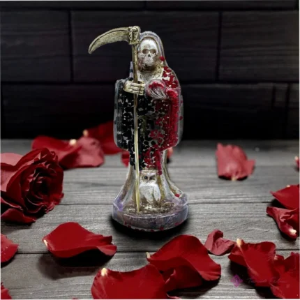 Figura Santa Muerte Reversible y Curada 15cm + Libro de Rituales