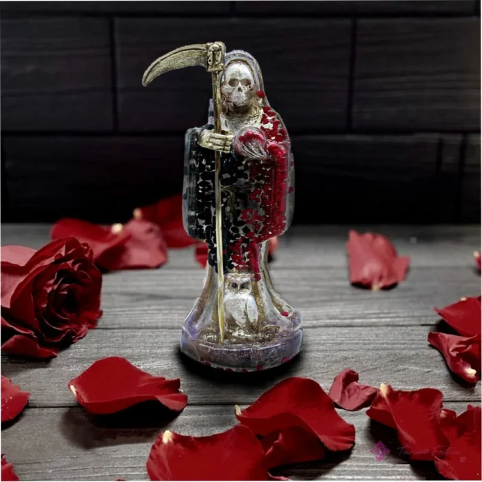 Figura Santa Muerte Reversible y Curada 15cm + Libro de Rituales