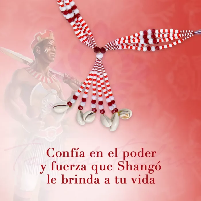 Amuleto Mazo De Shango Rojo Y Blanco Cuentas De Cristal 2