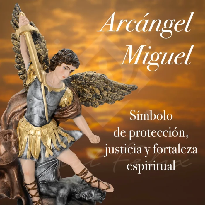 Arcangel San Miguel Angel Escultura 33 Cm Ojo De Vidrio 1