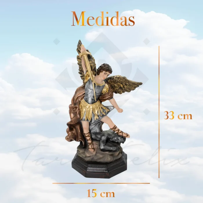Arcangel San Miguel Angel Escultura 33 Cm Ojo De Vidrio 4