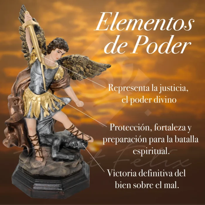 Arcangel San Miguel Angel Escultura 33 Cm Ojo De Vidrio 7