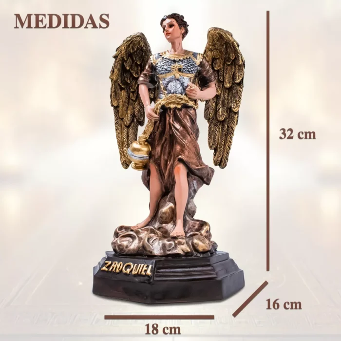Arcangel San Zadquiel Angel Escultura 33 Cm Ojo De Vidrio 1