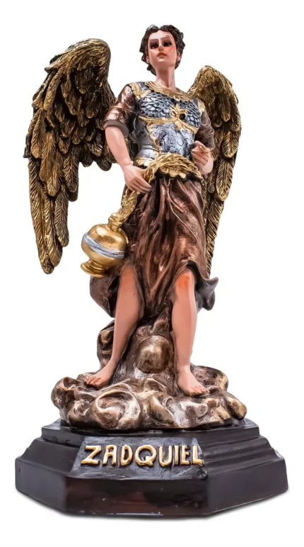 Arcangel San Zadquiel Angel Escultura 33 Cm Ojo De Vidrio