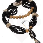 collar santa muerte negra 12 hilos rosario 64 cm protección espiritual y corte energético