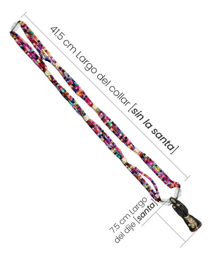Collar Rosario Santa Muerte Negra 47 Cm Ritualizado 3