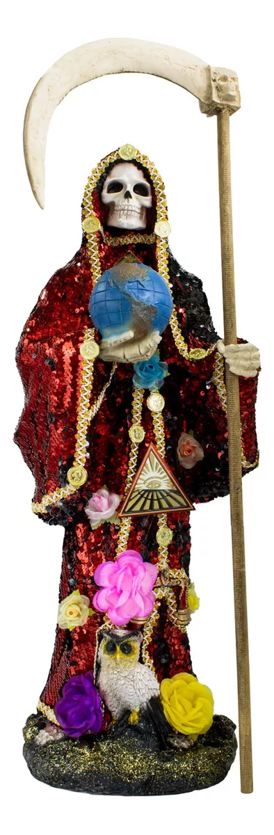 Santa Muerte Reversible 70 Cm + Manto Mágico Y Libro