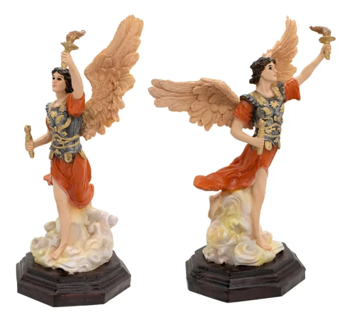 Escultura Arcangel Uriel 35 Cm Resina Ojos De Vidrio 1