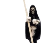 escultura santa muerte negra 7 potencias 10 cm protección ritual