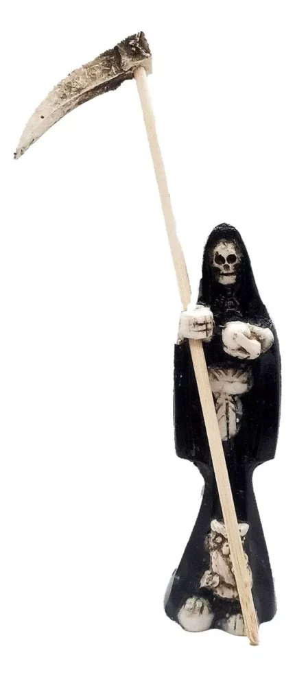 Escultura Original Santa Muerte 10cm Negra 7 Potencias