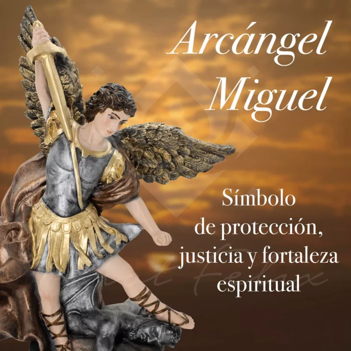 Figura Arcangel Miguel Metalico Proteccion Ojo De Vidrio 1