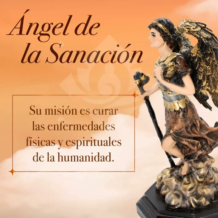 Figura Arcangel Rafael Metalico Sanacion Ojo De Vidrio 3