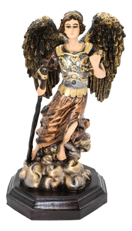 Figura Arcángel Rafael Metálico Sanación Ojo De Vidrio