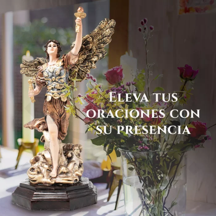 Figura Arcangel Uriel Metalico Paz Interior Ojo De Vidrio 4
