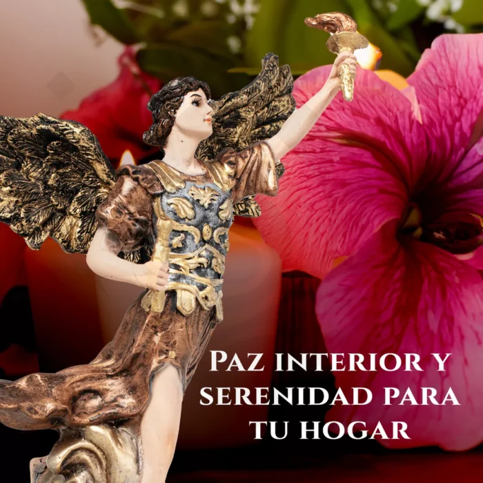 Figura Arcangel Uriel Metalico Paz Interior Ojo De Vidrio 5