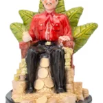 jesus malverde trono monedas camisa roja figura poderosa 30 cm