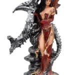 hada dragón guardián rojo estatua mística