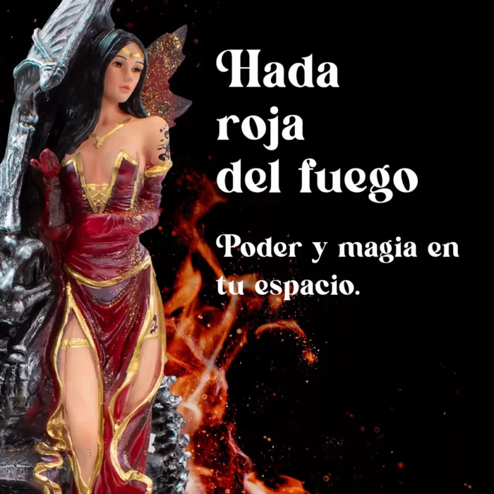 Hada Dragon Guardian Rojo Estatua Mistica Decorativa Resina 6