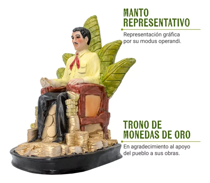 Jesus Malverde Santo Patrono Amarillo 30 Cm Curada Libro 2