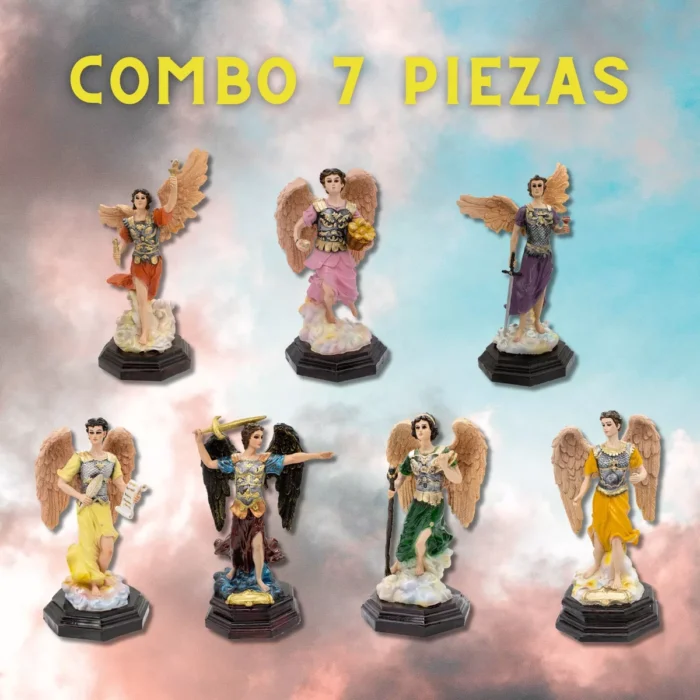 Los 7 Arcangeles Celestiales Set De 7 Figuras 34 Cm Resina 1