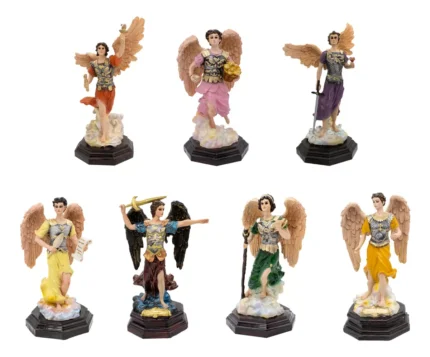 set 7 arcángeles 34 cm figuras espirituales resina altar