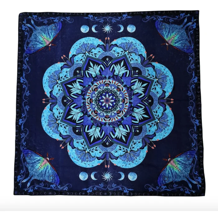 Mantel Del Altar De Tarot Azul Mandala Azul Y Lunas 4