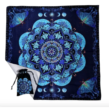 Mantel Del Altar De Tarot Azul / Mandala Azul Y Lunas