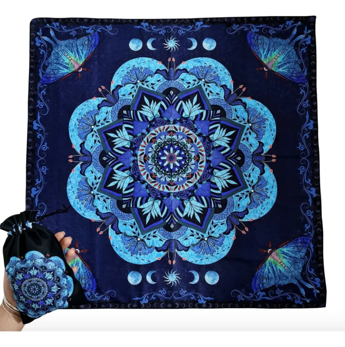 Mantel Del Altar De Tarot Azul Mandala Azul Y Lunas 5