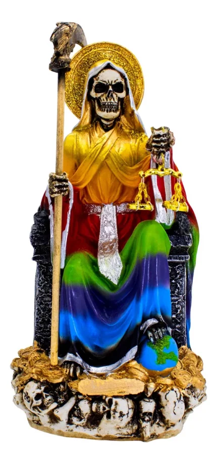 santa muerte suprema 7 potencias 30 cm figura sentada curada protección espiritual