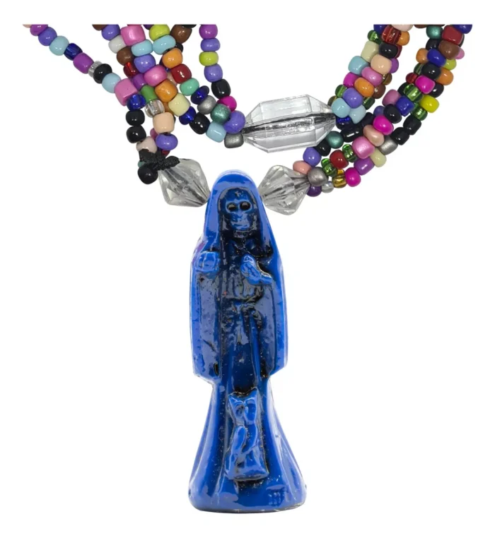 Rosario Santa Muerte Azul 47 Cm Ritualizado Justicia Legales 1