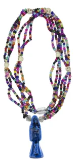 rosario santa muerte azul 47 cm collar ritualizado justicia legal protección espiritual