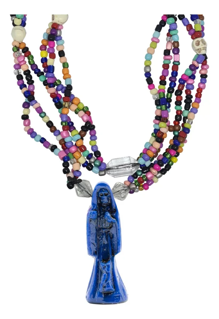 Rosario Santa Muerte Azul 47 Cm Ritualizado Justicia Legales 2