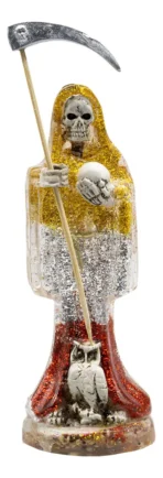 santa muerte 3 virtudes 15 cm figura polvo diamante fe esperanza caridad