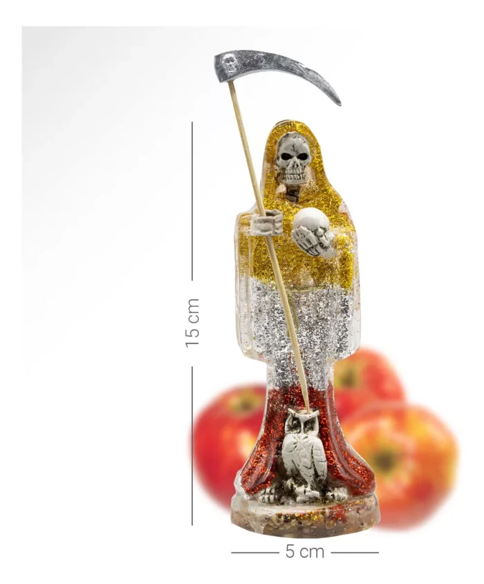 Santa Muerte 3 Virtudes Polvo Diamante 15cm Curada Biblia 4