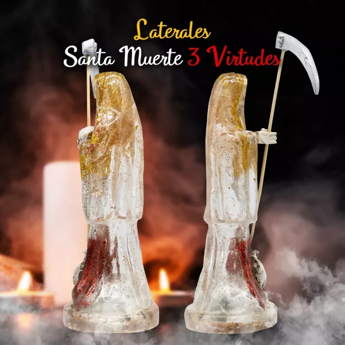 Santa Muerte 3 Virtudes Polvo Diamante 15cm Curada Biblia. 3