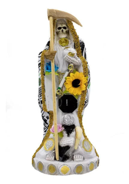 Santa Muerte Dólar 30 cm, figura vestida para dinero, éxito y protección
