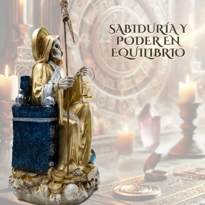 Santa Muerte Dorada Suprema Sentada Buho Curada Libro 2