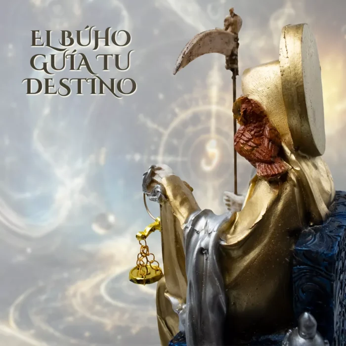 Santa Muerte Dorada Suprema Sentada Buho Curada Libro 3