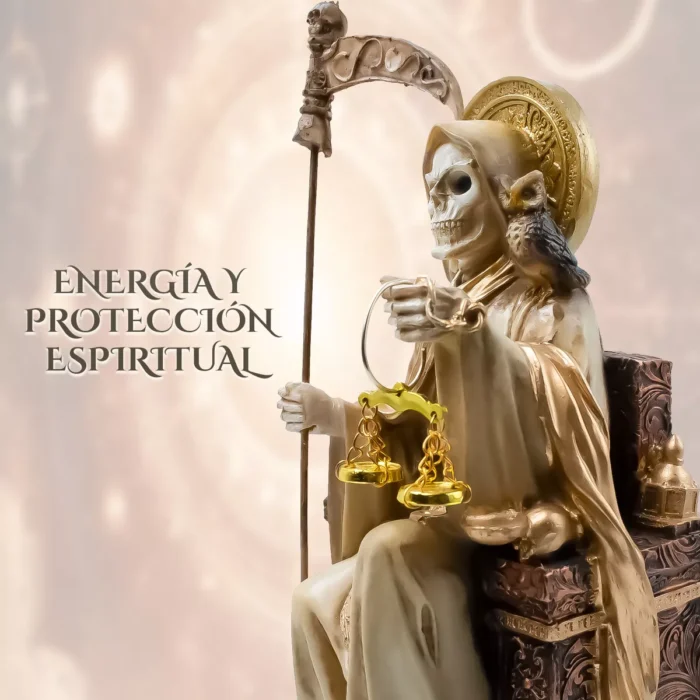 Santa Muerte Hueso Suprema Sentada Buho Curada Libro 3